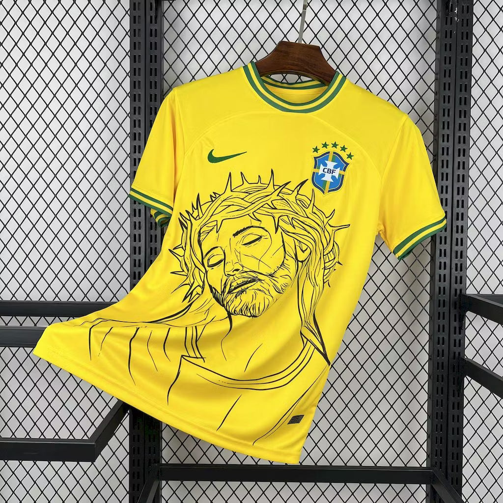 Brazil 2025 Jesus Christ Special Yellow Shirt