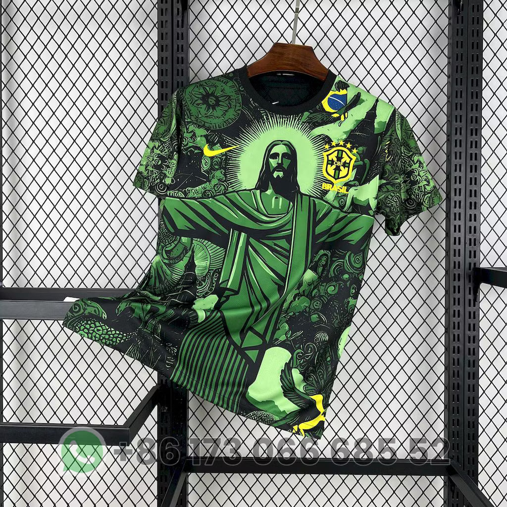 Brazil 2025 Jesus Special Green Shirt