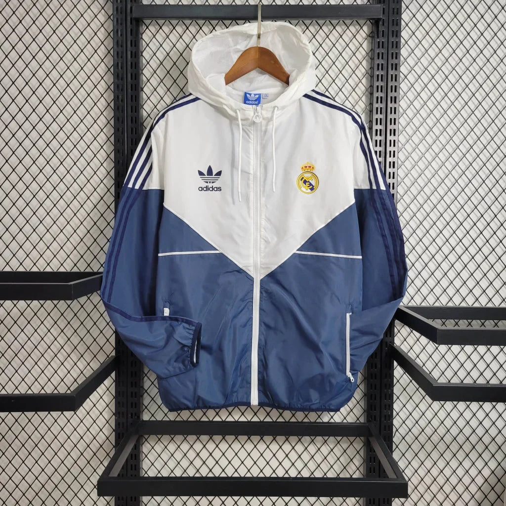 Real Madrid 2023 Windbreaker White Blue Soccer Jersey