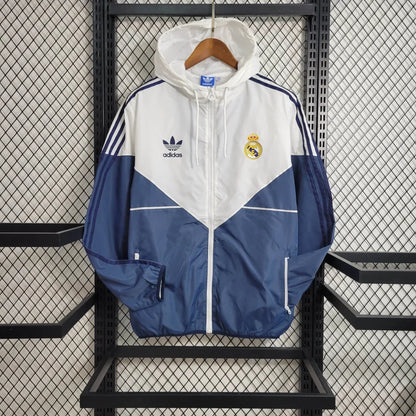 Real Madrid 2023 Windbreaker White Blue Soccer Jersey