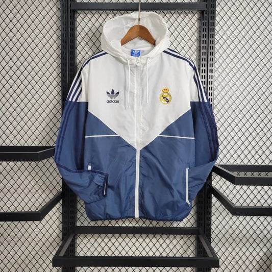 Real Madrid 2023 Windbreaker White Blue Soccer Jersey