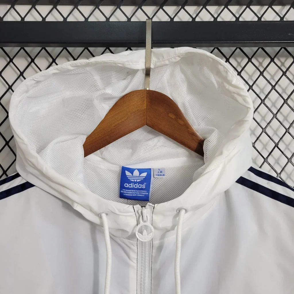 Real Madrid 2023 Windbreaker White Blue Soccer Jersey