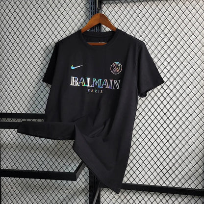 PSG Paris Saint-Germain 2023 Black Balmain Shirt